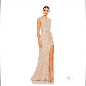 Illusion Neckline Rose Gold Mac Duggal Gown Size 16.